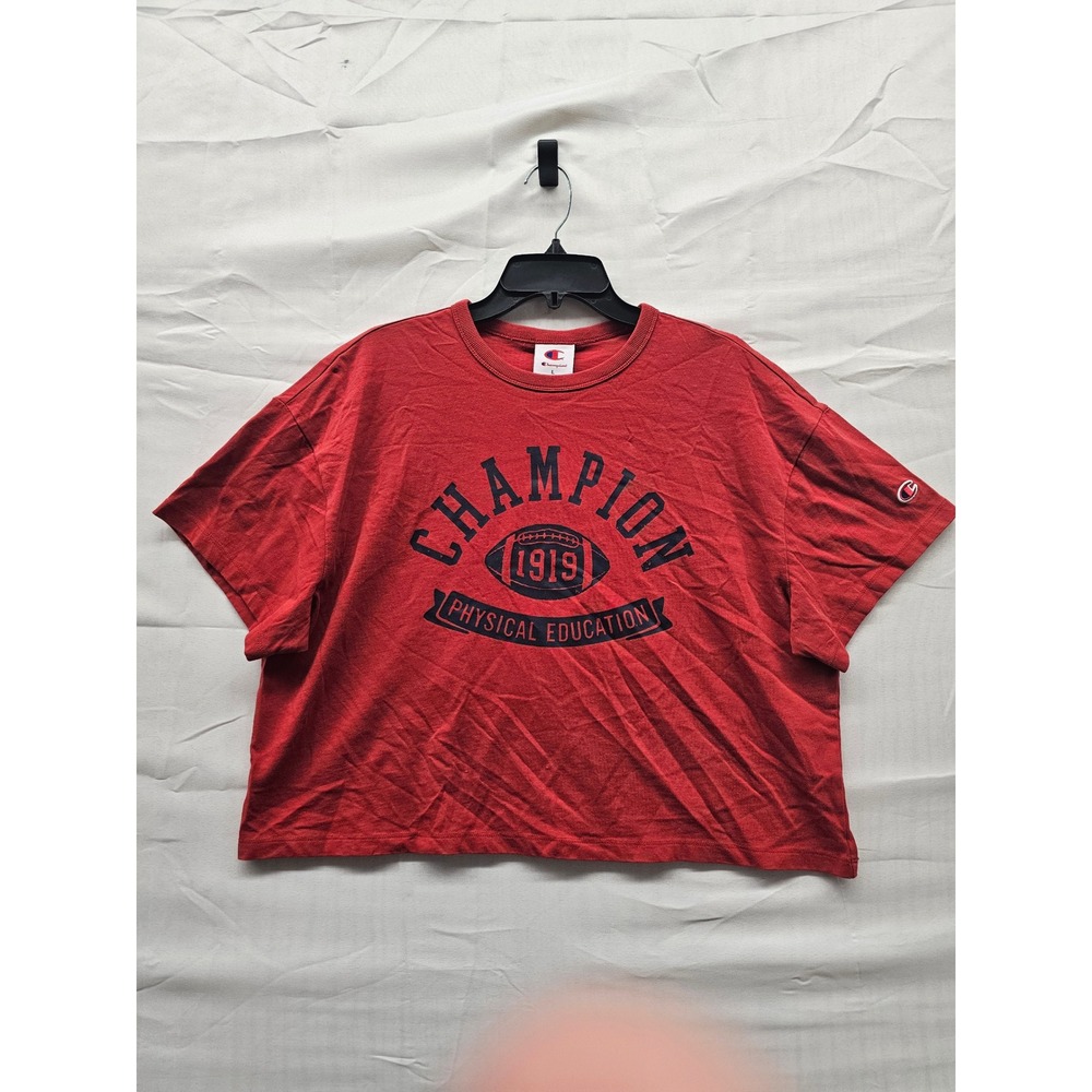 Champion Womens Rec Center Cropped Tee Red Graphic T-Shirt CPW253TS02014 Large